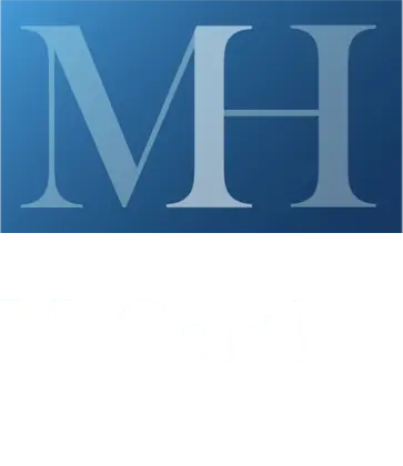 A picture of the firm's logo, with the letters M and H in a blue box.